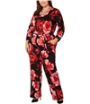 NY Collection Womens Floral Jumpsuit black 1XP