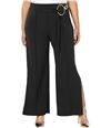 NY Collection Womens Split Casual Wide Leg Pants black 1X/30