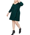 NY Collection Womens Faux Wrap Fit & Flare Sweater Dress darkgreen 2XP