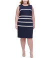 Tommy Hilfiger Womens Pique-Knit Striped Sheath Dress navy 16W