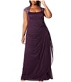 XSCAPE Womens Ruched Gown Dress purple 14W