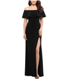 XSCAPE Womens Solid Gown Off-Shoulder Dress black 2
