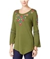 NY Collection Womens Lace Bell Sleeve Pullover Blouse olipv S