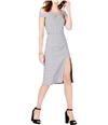 XOXO Womens Plaid Cutout Off-Shoulder Dress gray XS
