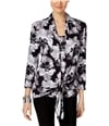 NY Collection Womens Layered-Look Knit Blouse neutralfloral S