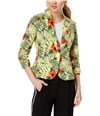 XOXO Womens Ruched Sleeve One Button Blazer Jacket tropical XS