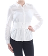 XOXO Womens Long Sleeve Corset Button Up Shirt white S