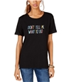 Carbon Copy Womens Don't Tell Me What To Do Embellished T-Shirt black XS