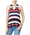 Almost Famous Womens Striped Hi-Lo Tank Top aquanavy S