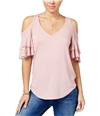 Almost Famous Womens Ruffle Knit Blouse dustypink M