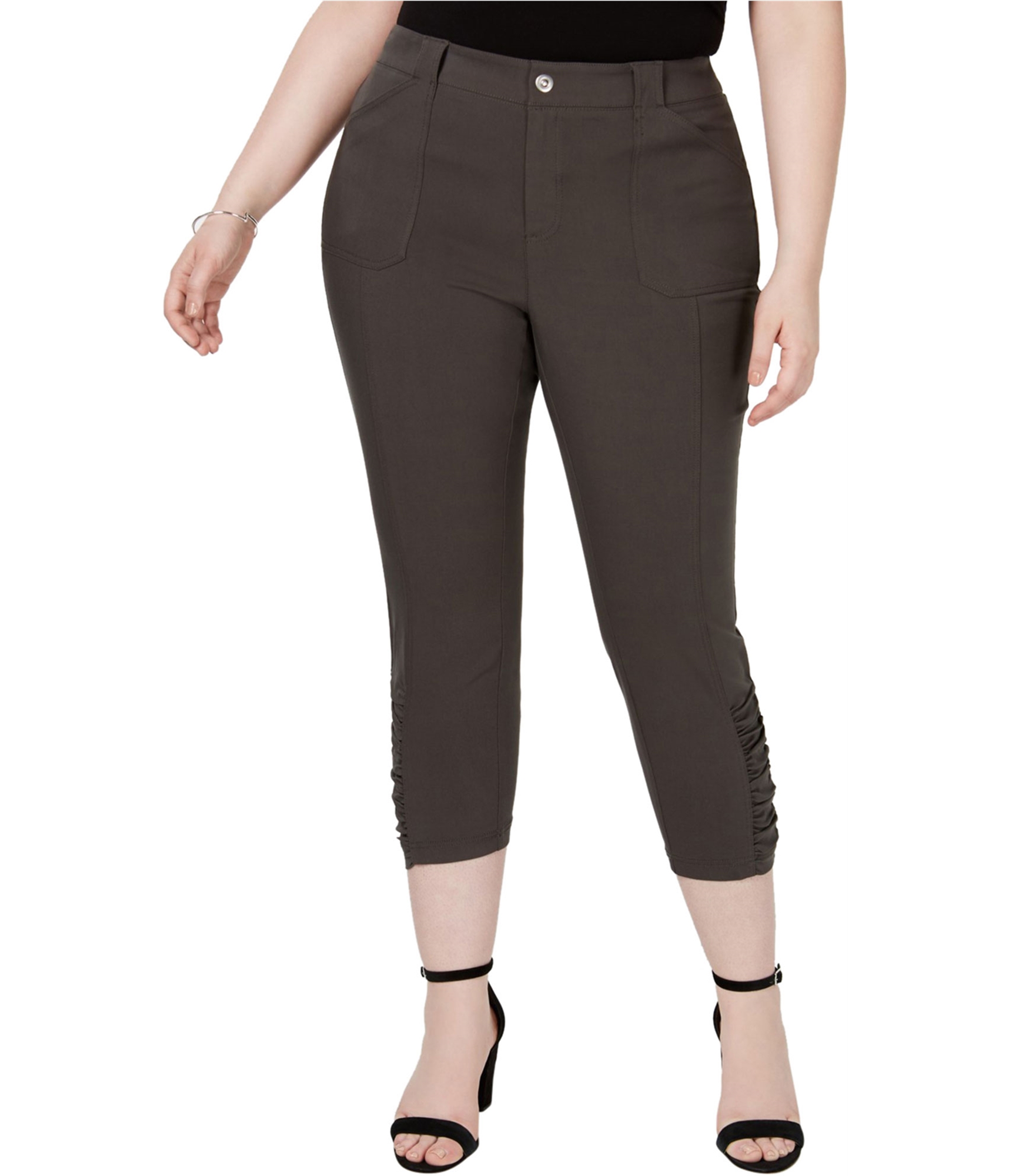 I.N.C Womens Ruched Hem Casual Cropped Pants