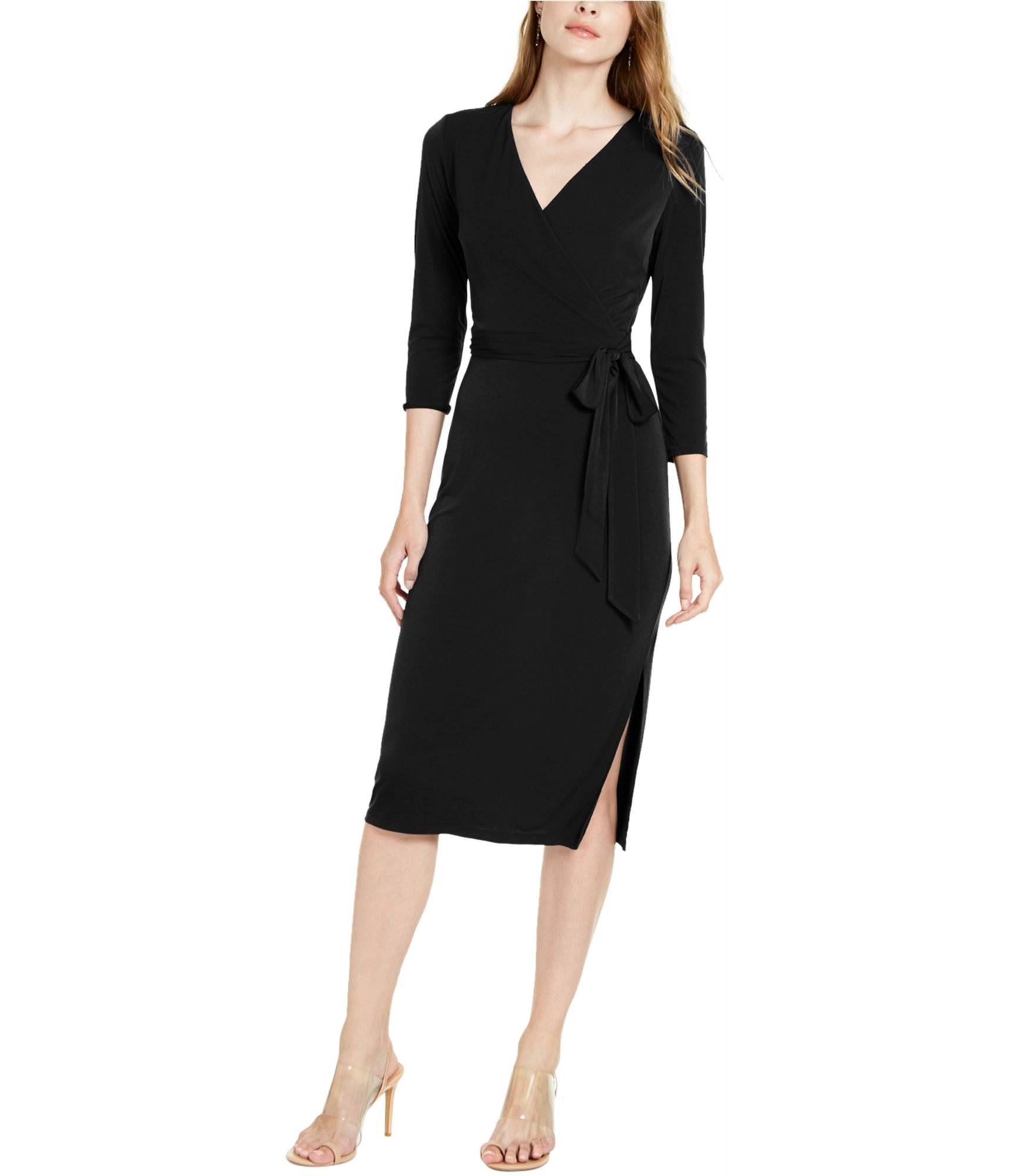 I.N.C Womens Solid Wrap Dress - Picture 2 of 7
