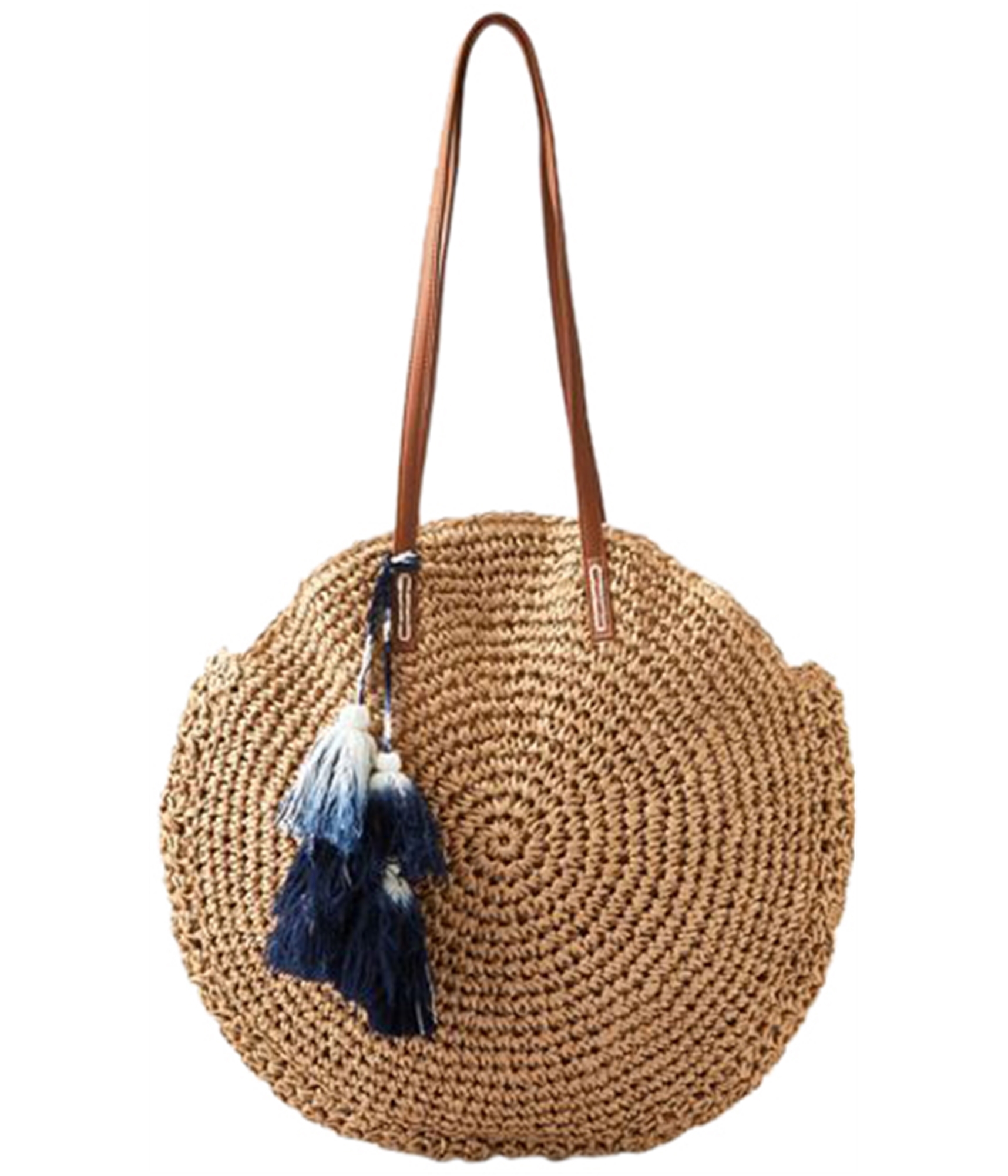 Womens Straw Handbag Round Shoulder Bag Mickey Handwoven Ratan Leisure  Travel | eBay
