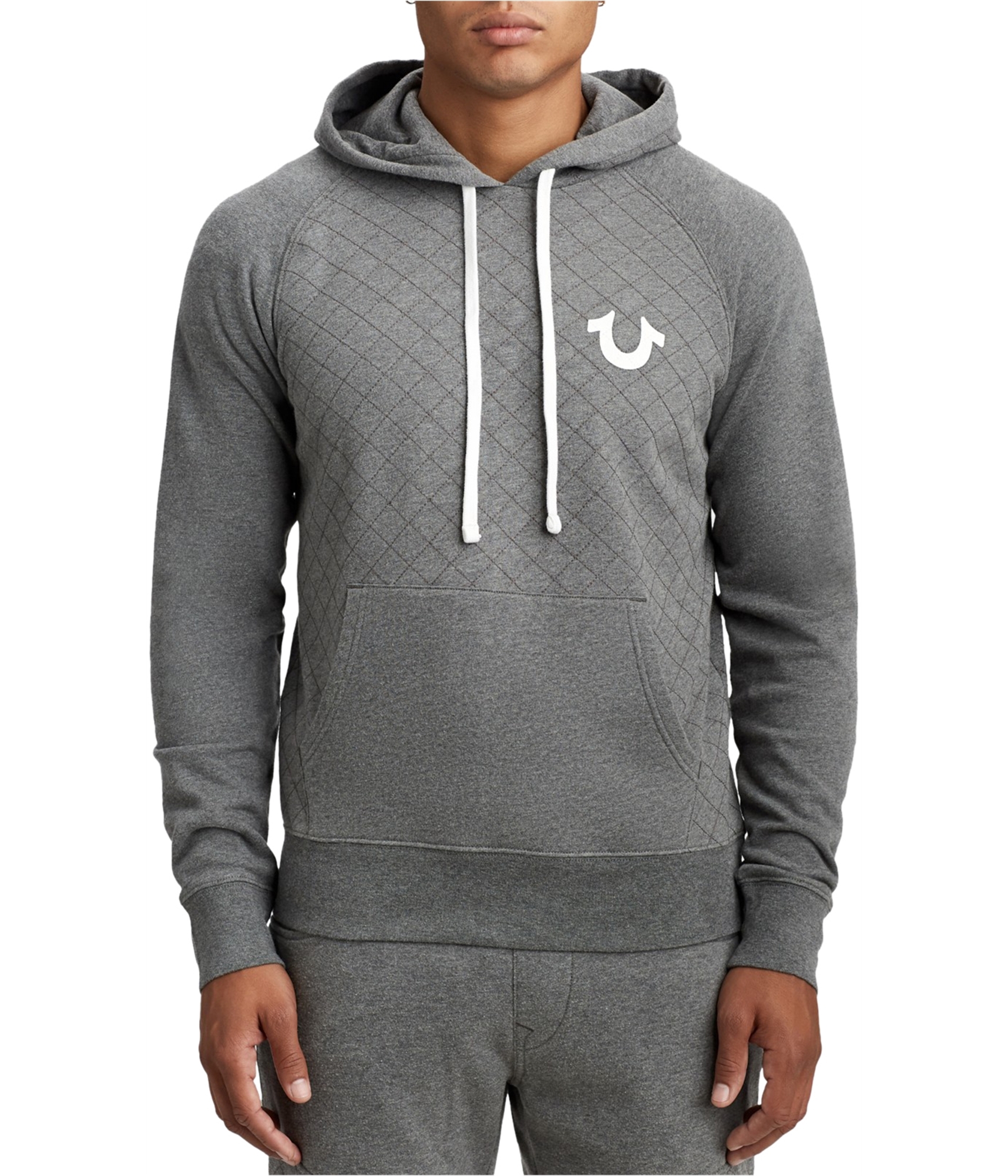 QUILTED HOODED SWEATSHIRT - Gray