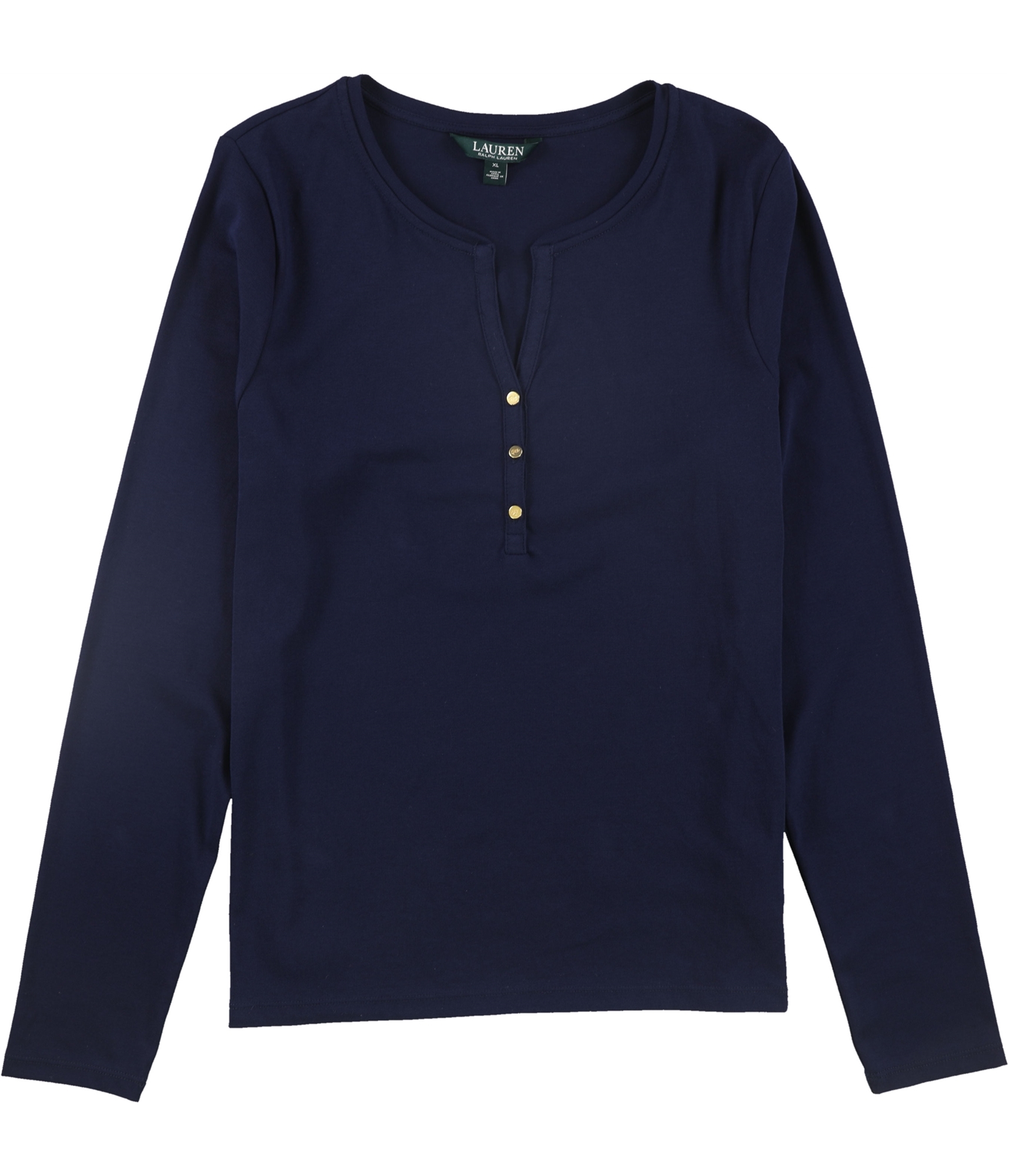 Buy a Ralph Lauren Womens Solid Split Neck Henley Shirt