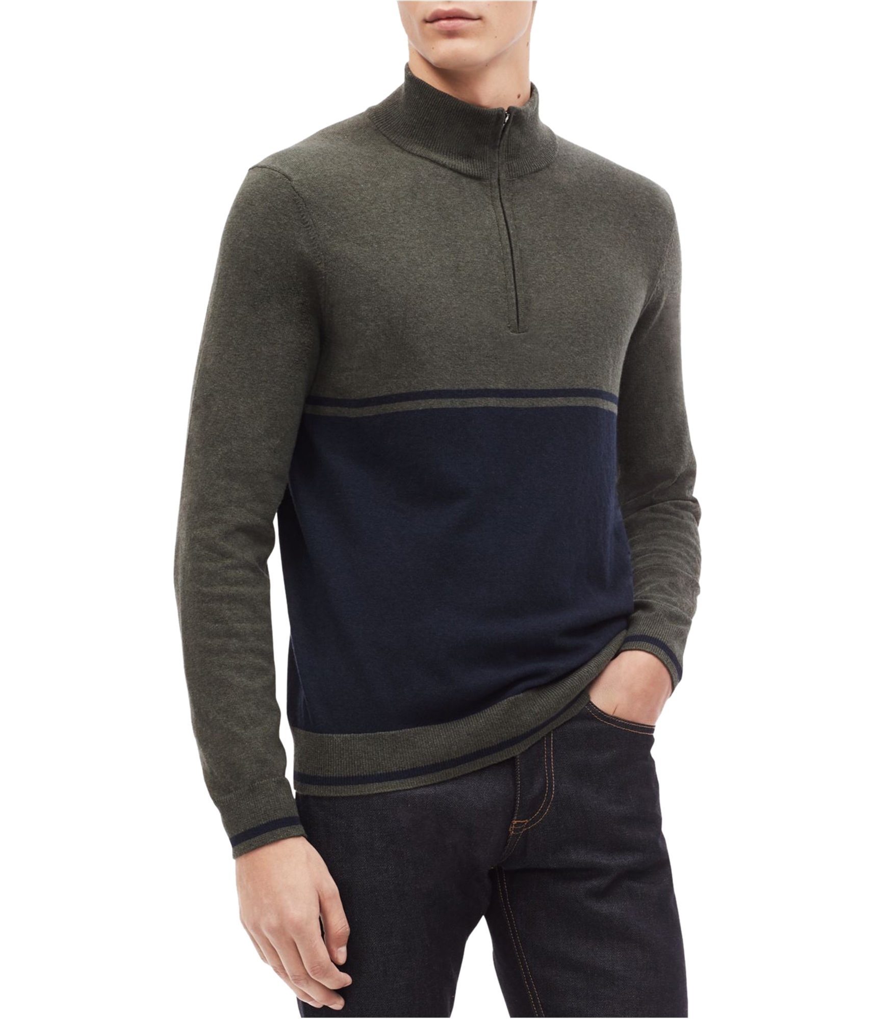 Ecologie Renaissance toezicht houden op Buy a Mens Calvin Klein Colorblocked Quarter Zip Pullover Sweater Online |  TagsWeekly.com