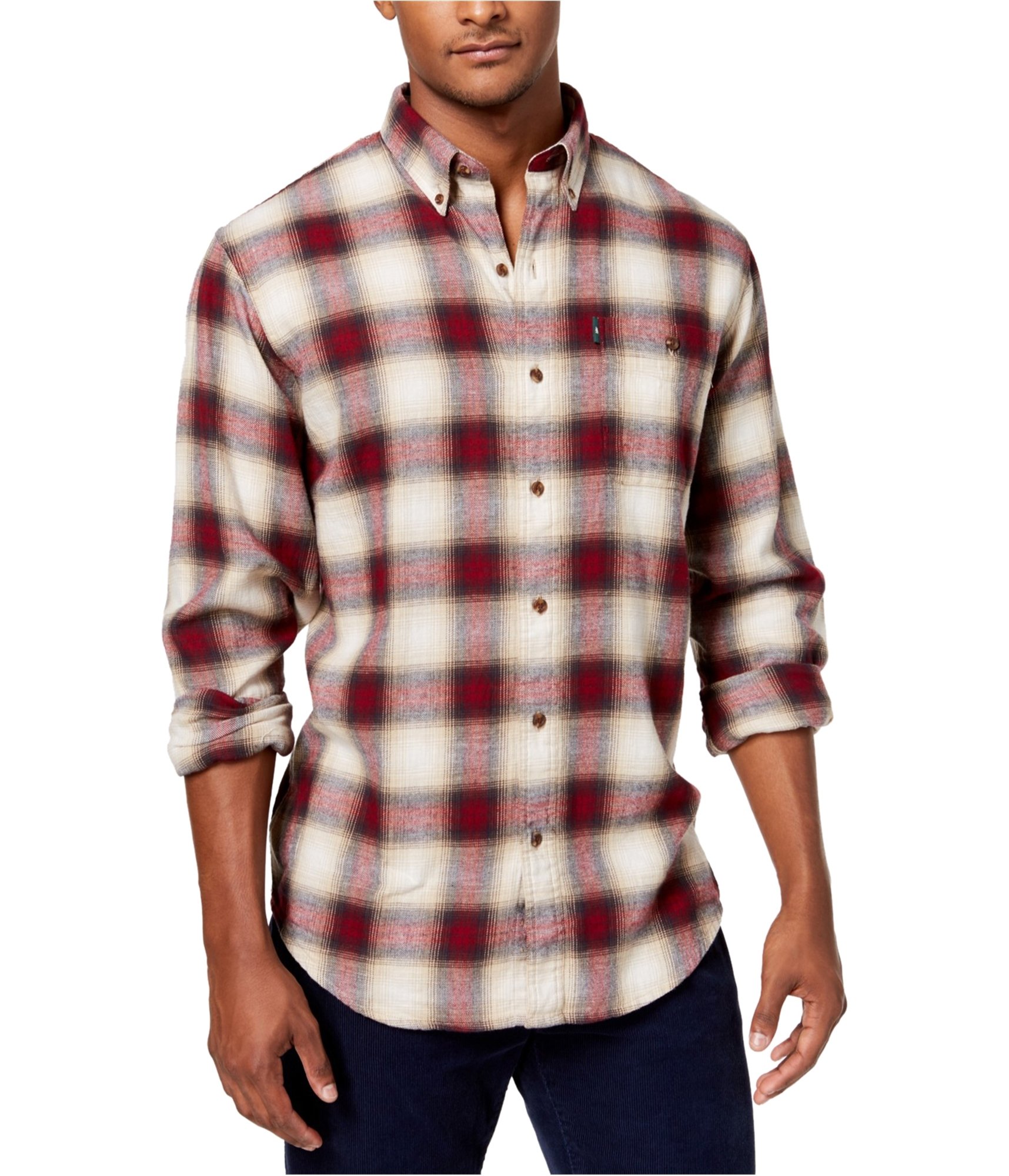 G.H. Bass & Co. Mens Fireside Flannel Button Up Shirt - Red - Small