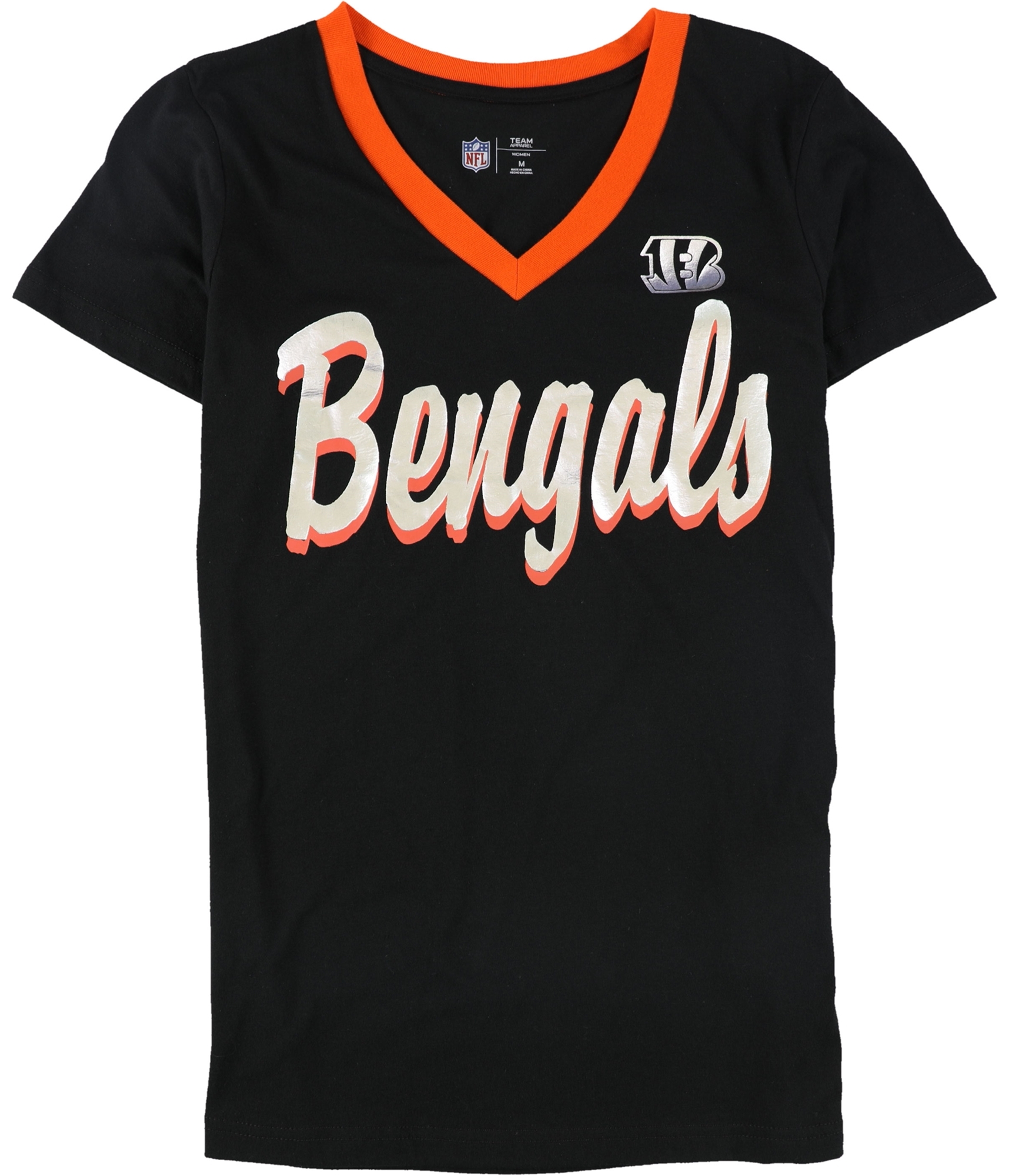 Women's Majestic White/Black Cincinnati Bengals Lace-Up V-Neck T-Shirt 