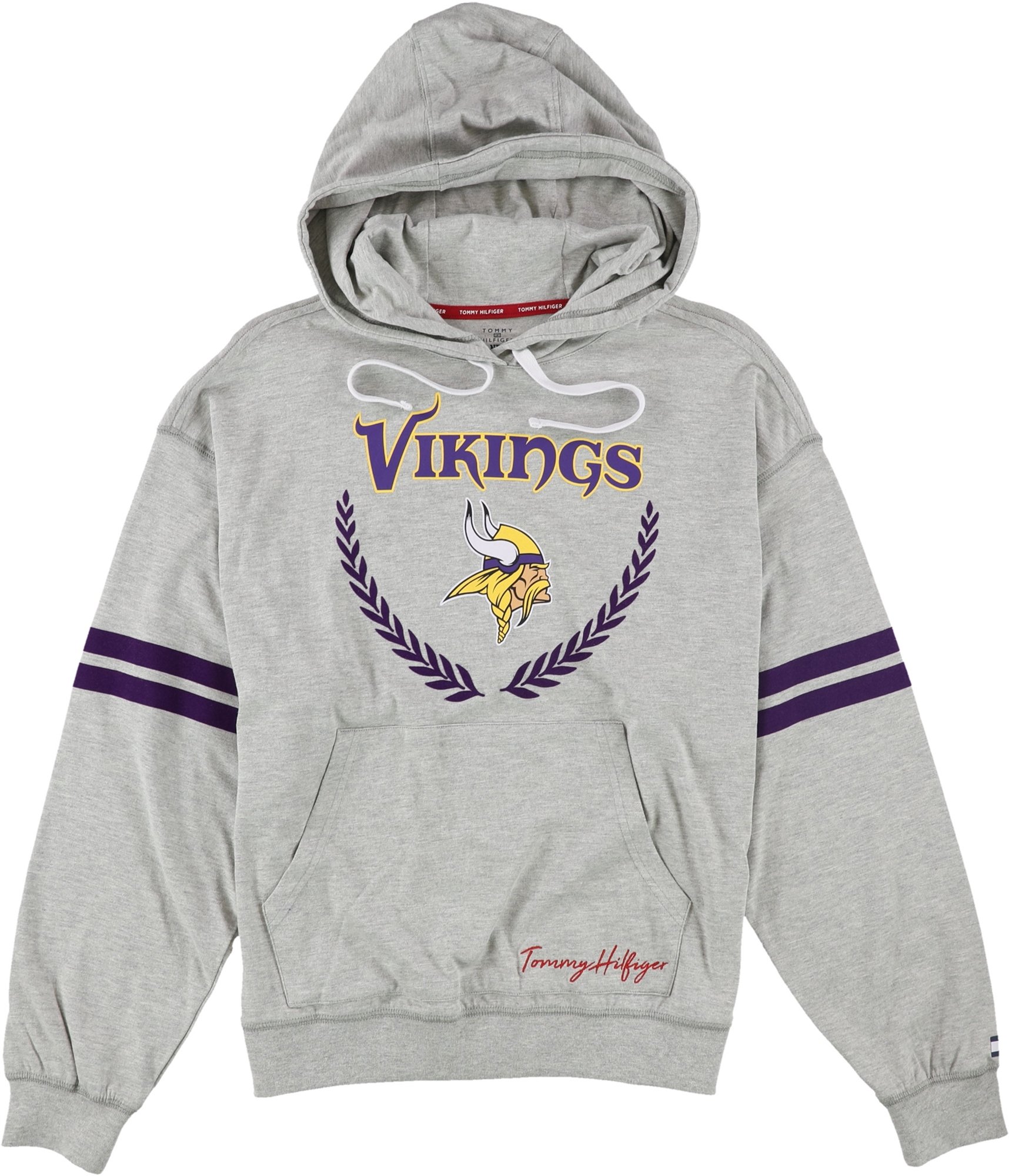 Tommy Hilfiger Womens Minnesota Vikings Hoodie Sweatshirt, Grey, Small