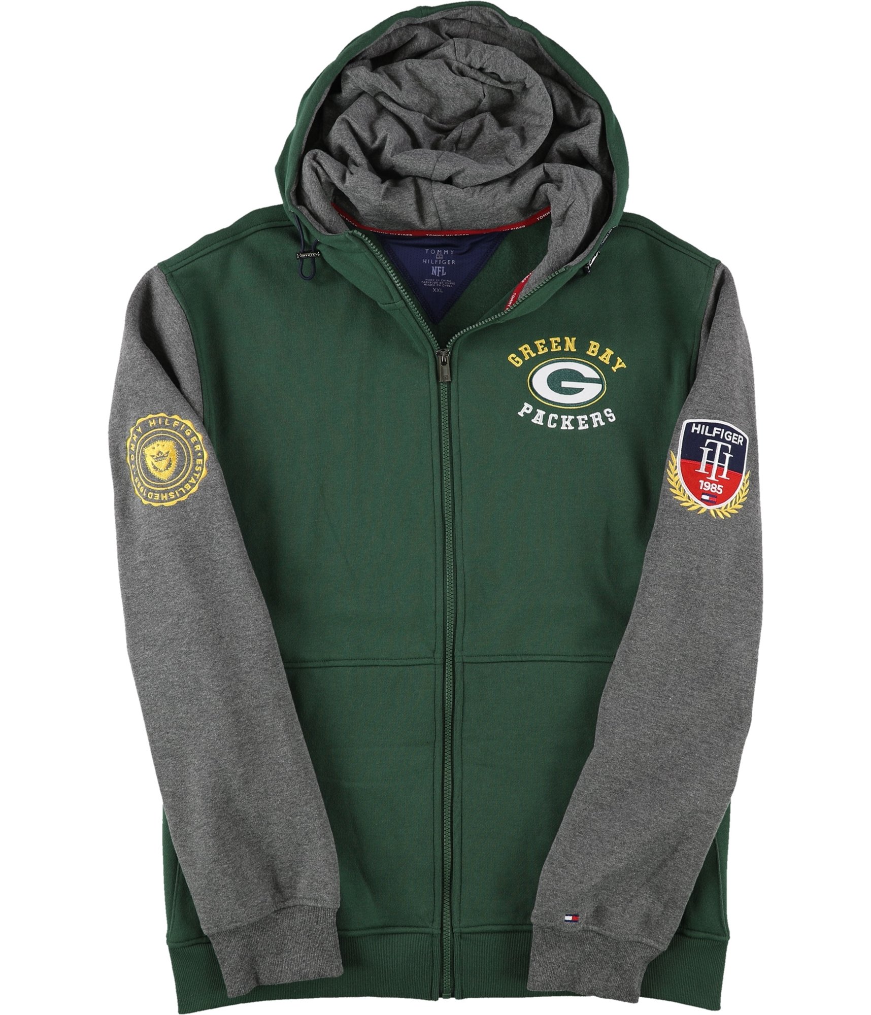 Tommy Hilfiger Mens Green Bay Packers Hoodie Sweatshirt, Green, Medium