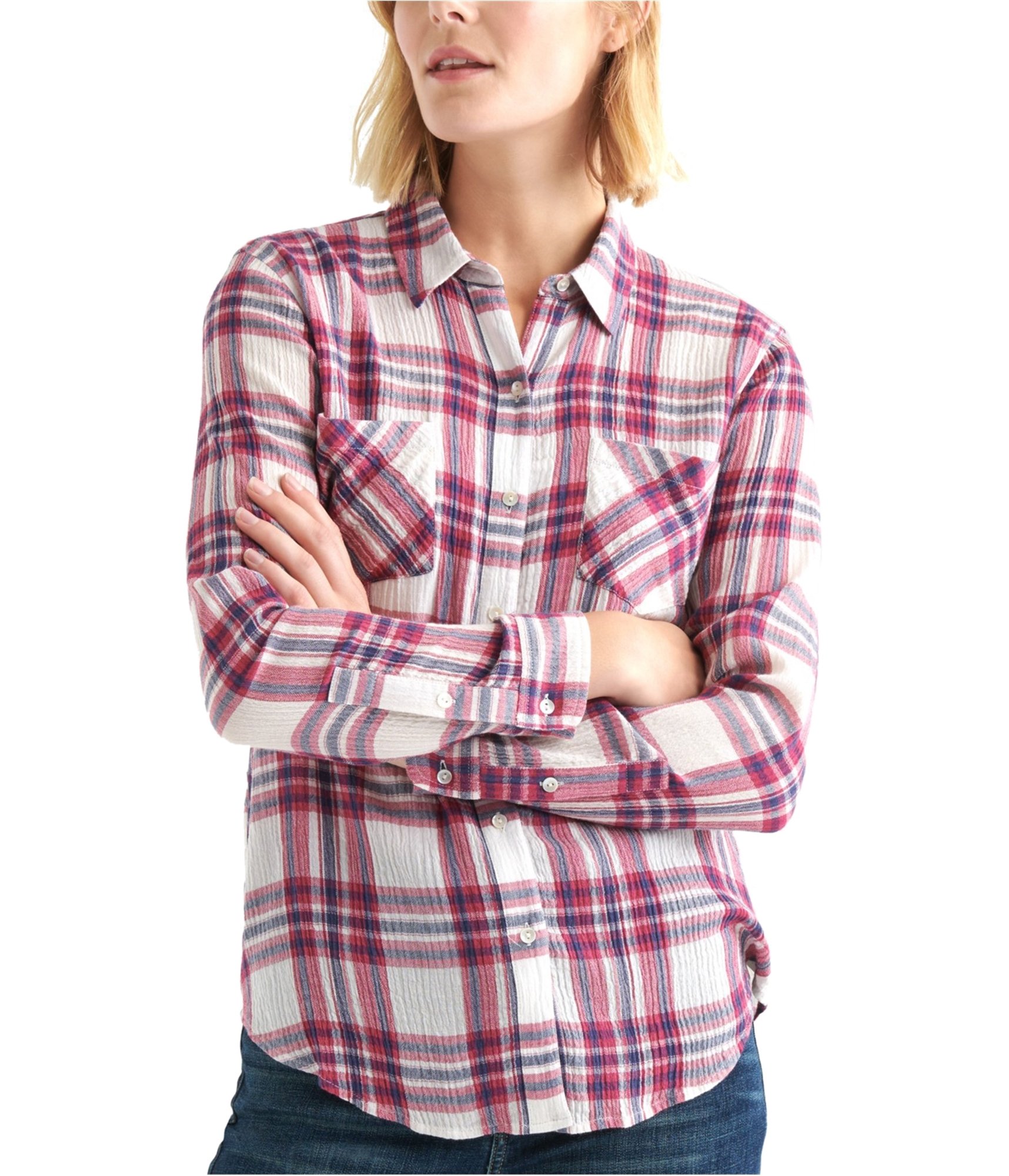 Buy a Lucky Brand Womens Plaid Button Up Shirt, TW1