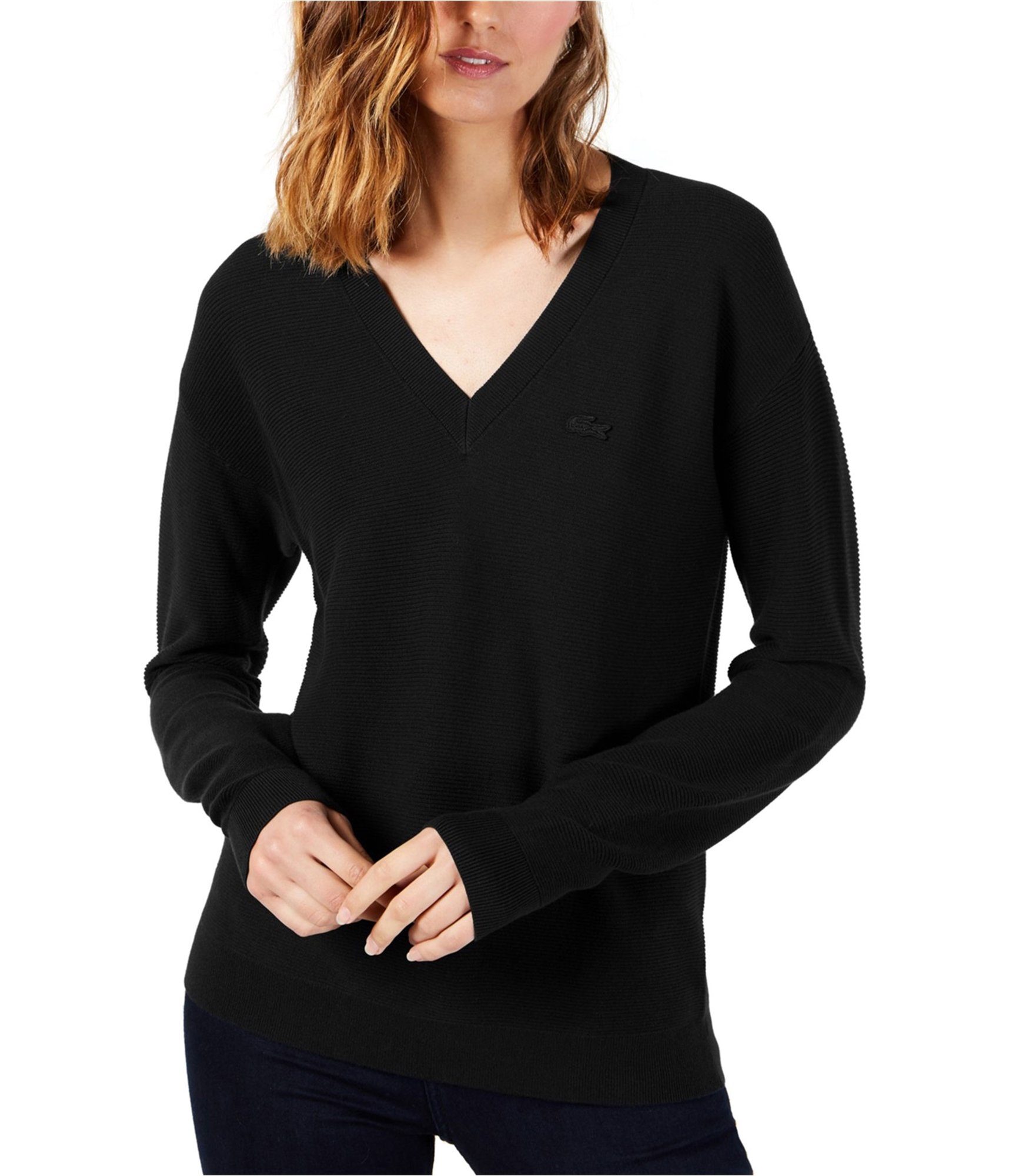 Udtale han Instrument Buy a Womens Lacoste Ribbed V Neck Pullover Sweater Online | TagsWeekly.com