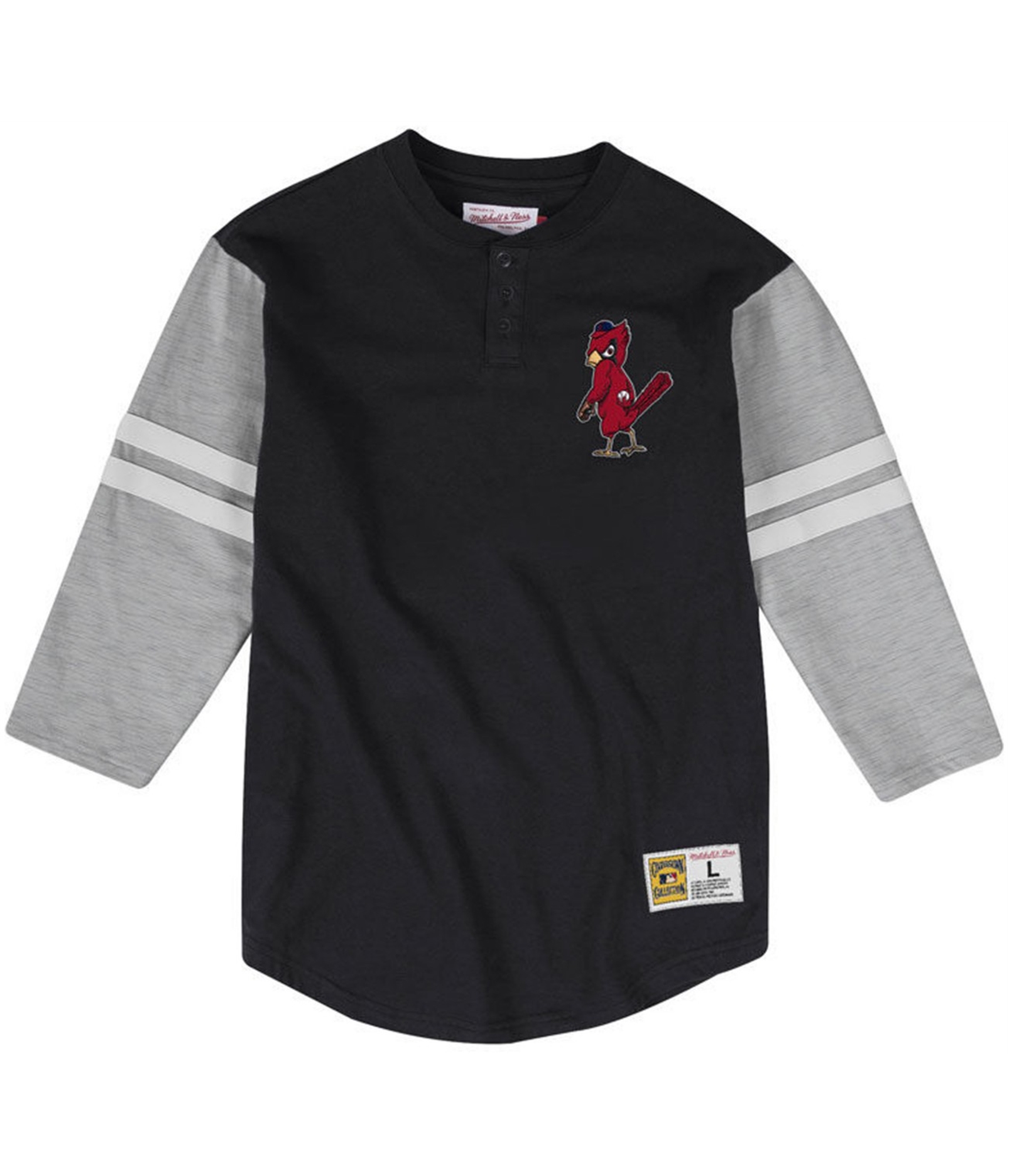 Men's St. Louis Cardinals Mitchell & Ness Red 3/4-Sleeve Henley T-Shirt