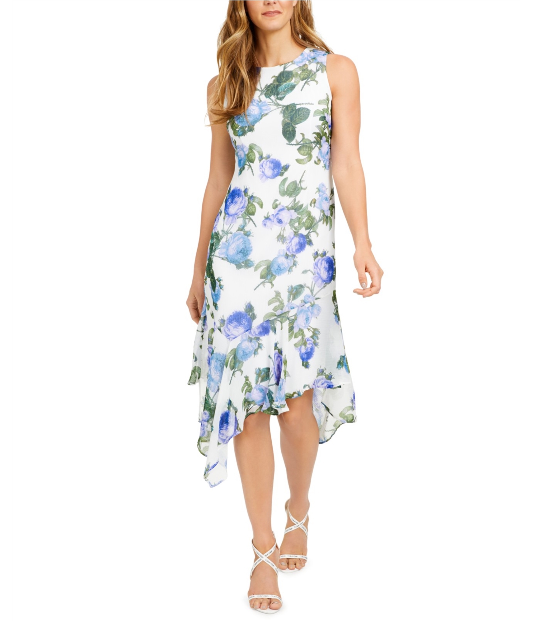 Buy a Calvin Klein Womens Floral Asymmetrical Dress | Tagsweekly