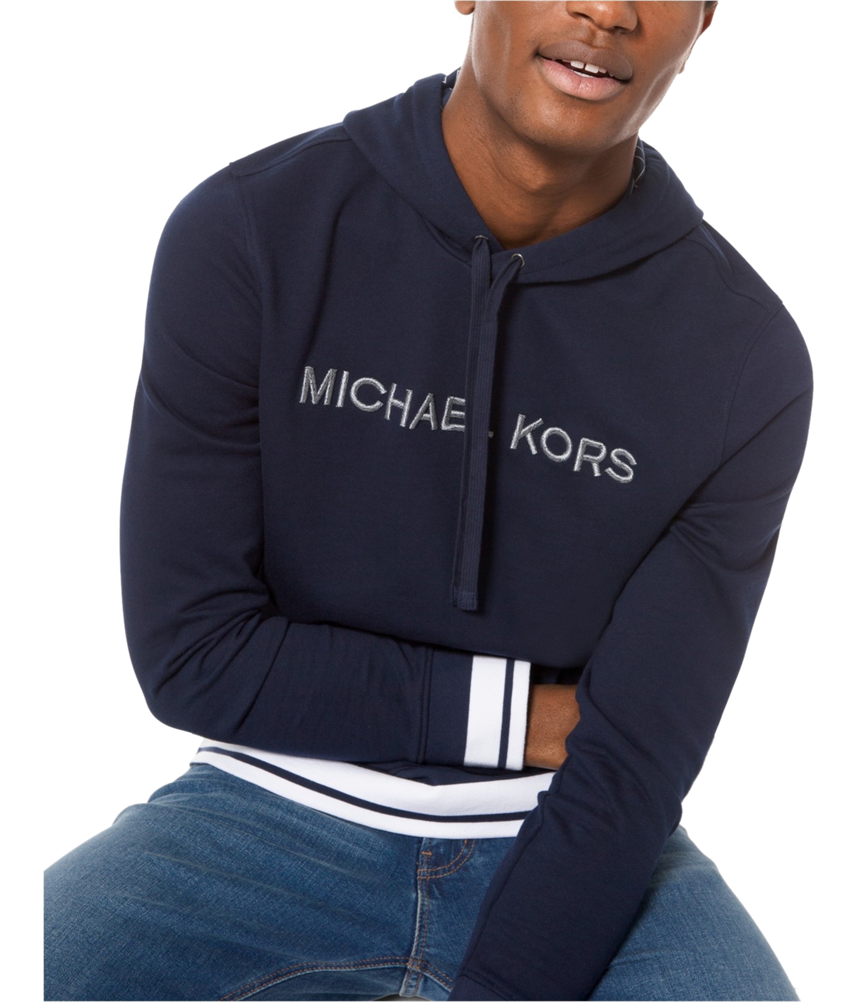 Buy a Michael Kors Mens Embroidered Logo Hoodie Sweatshirt Tagsweekly