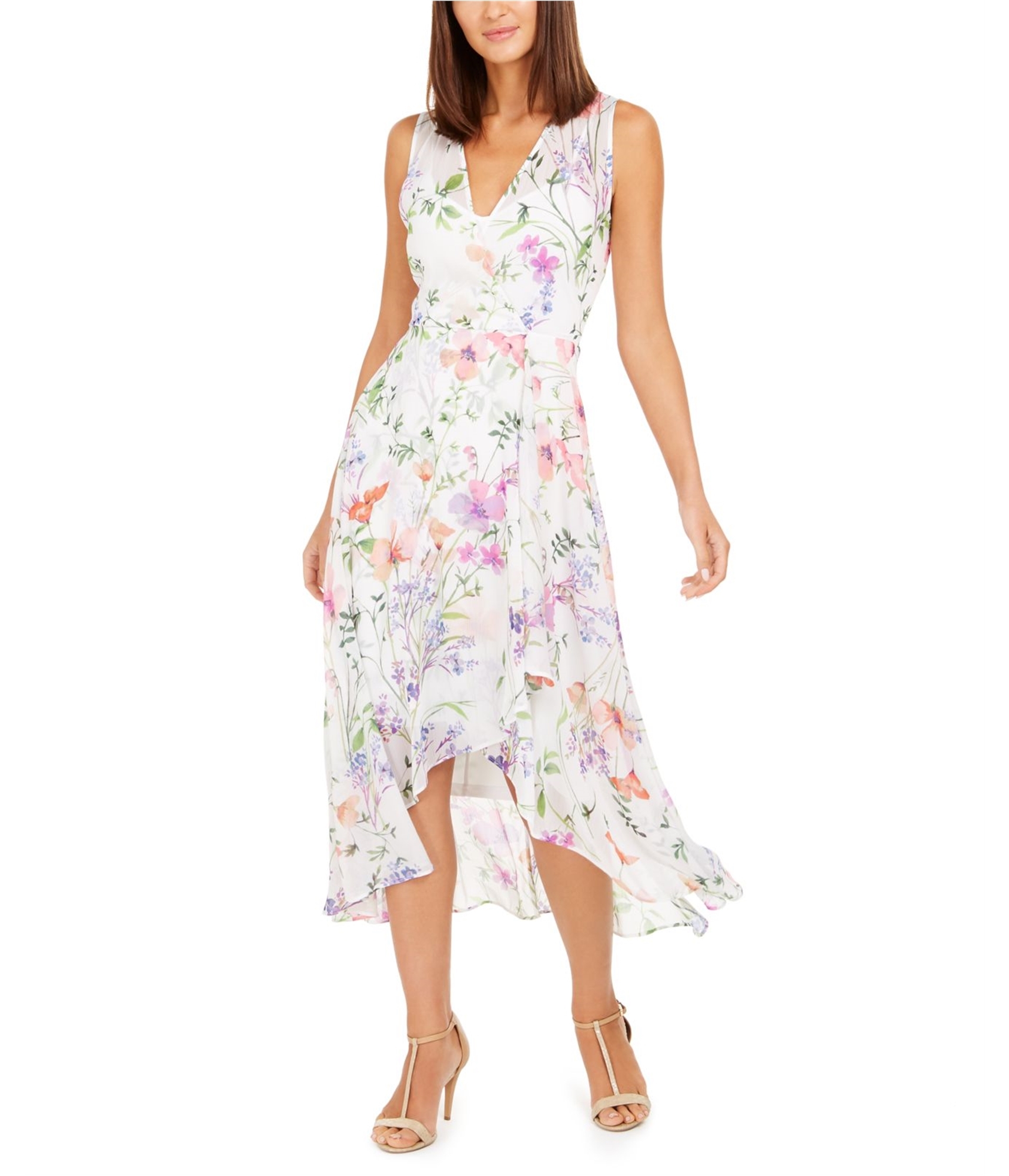 Buy a Calvin Klein Womens Floral High-Low Dress, TW1 | Tagsweekly