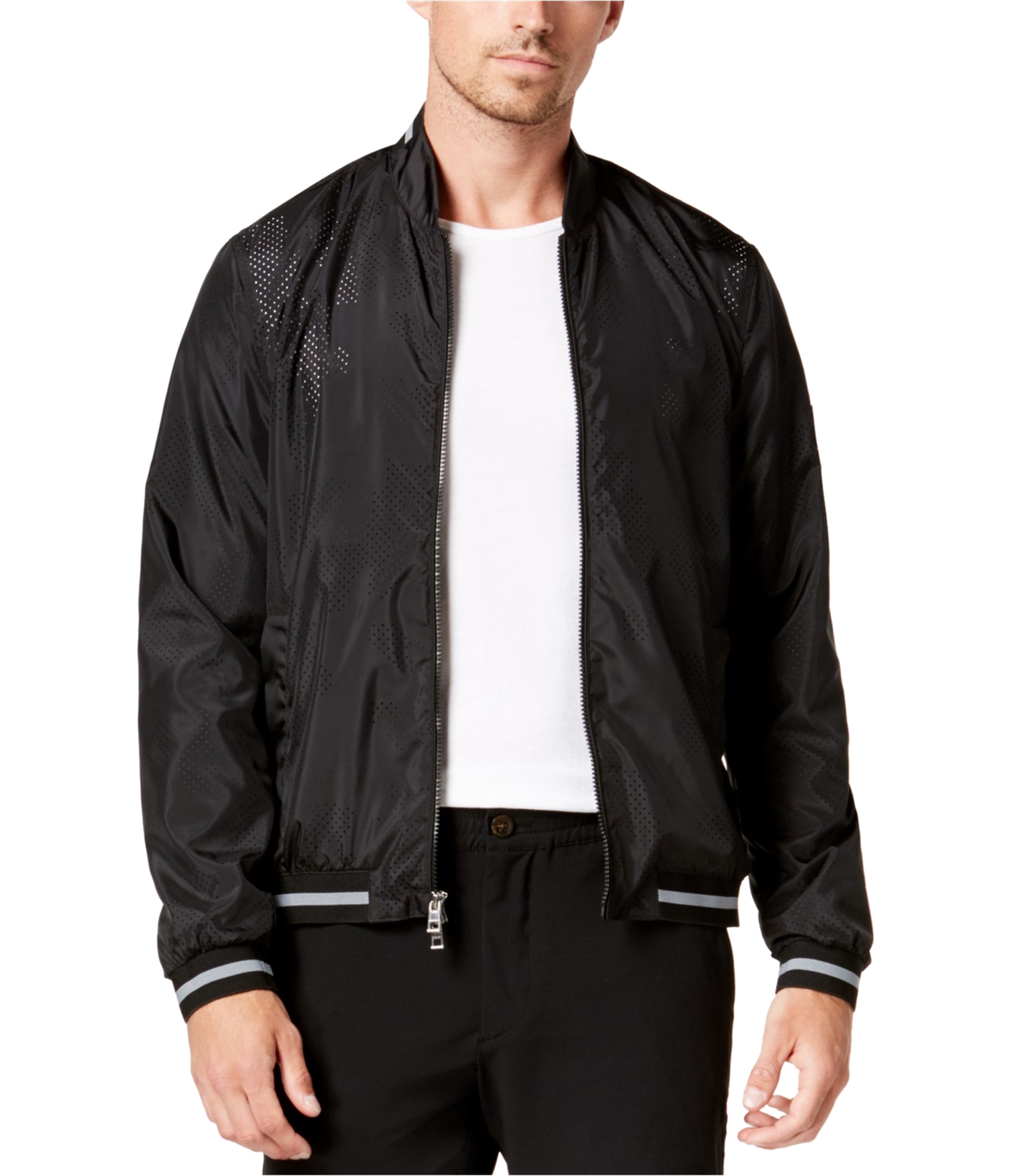 Buy a Michael Kors Mens Perforated Bomber Jacket Tagsweekly