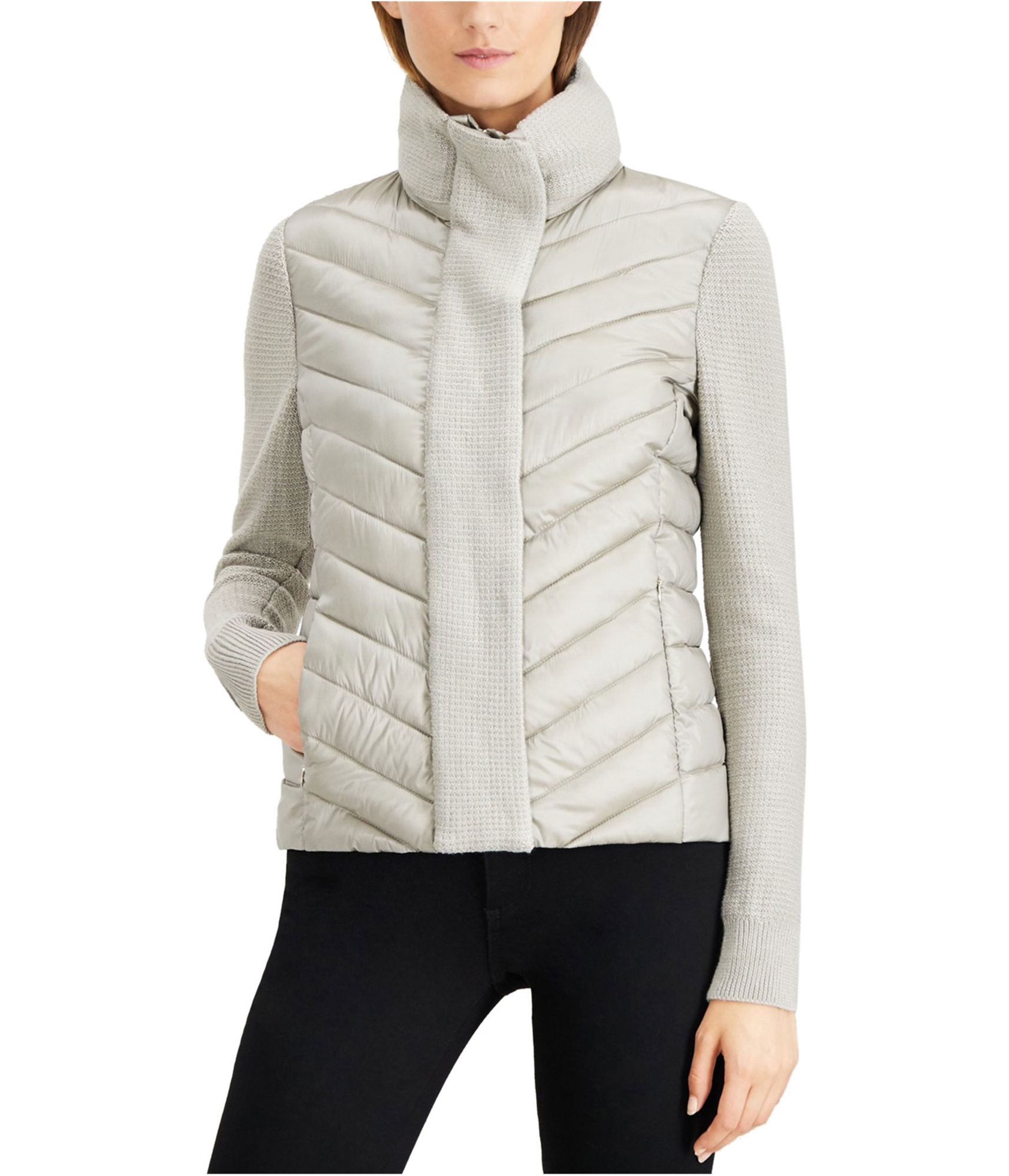 Buy a Womens Calvin Klein Sweater Trim Puffer Jacket Online 