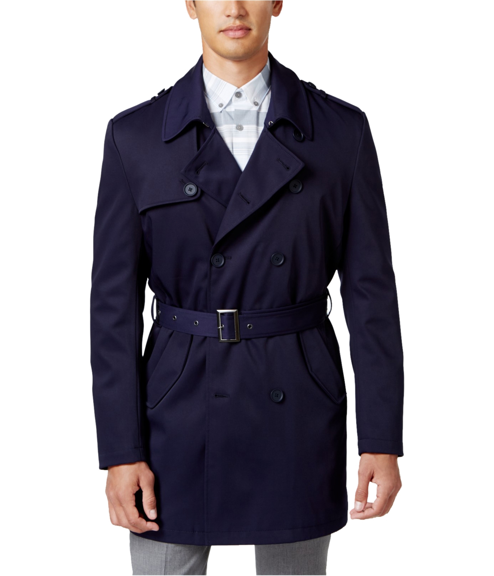 Buy a Calvin Klein Mens Double Breasted Raincoat, TW1 | Tagsweekly