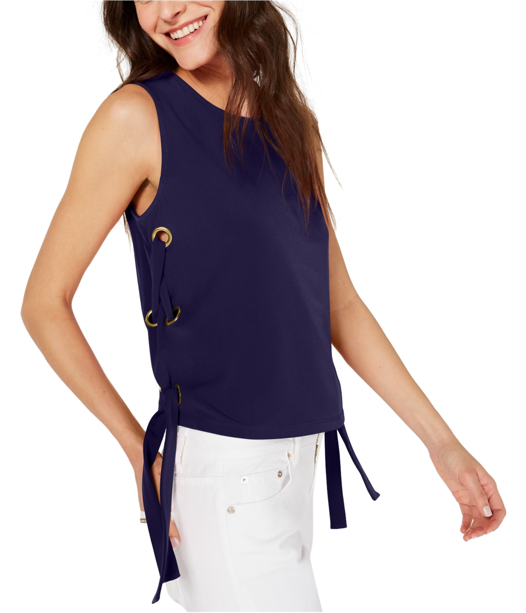 Buy a Womens Michael Kors Lace-Up Side Tank Top Online 