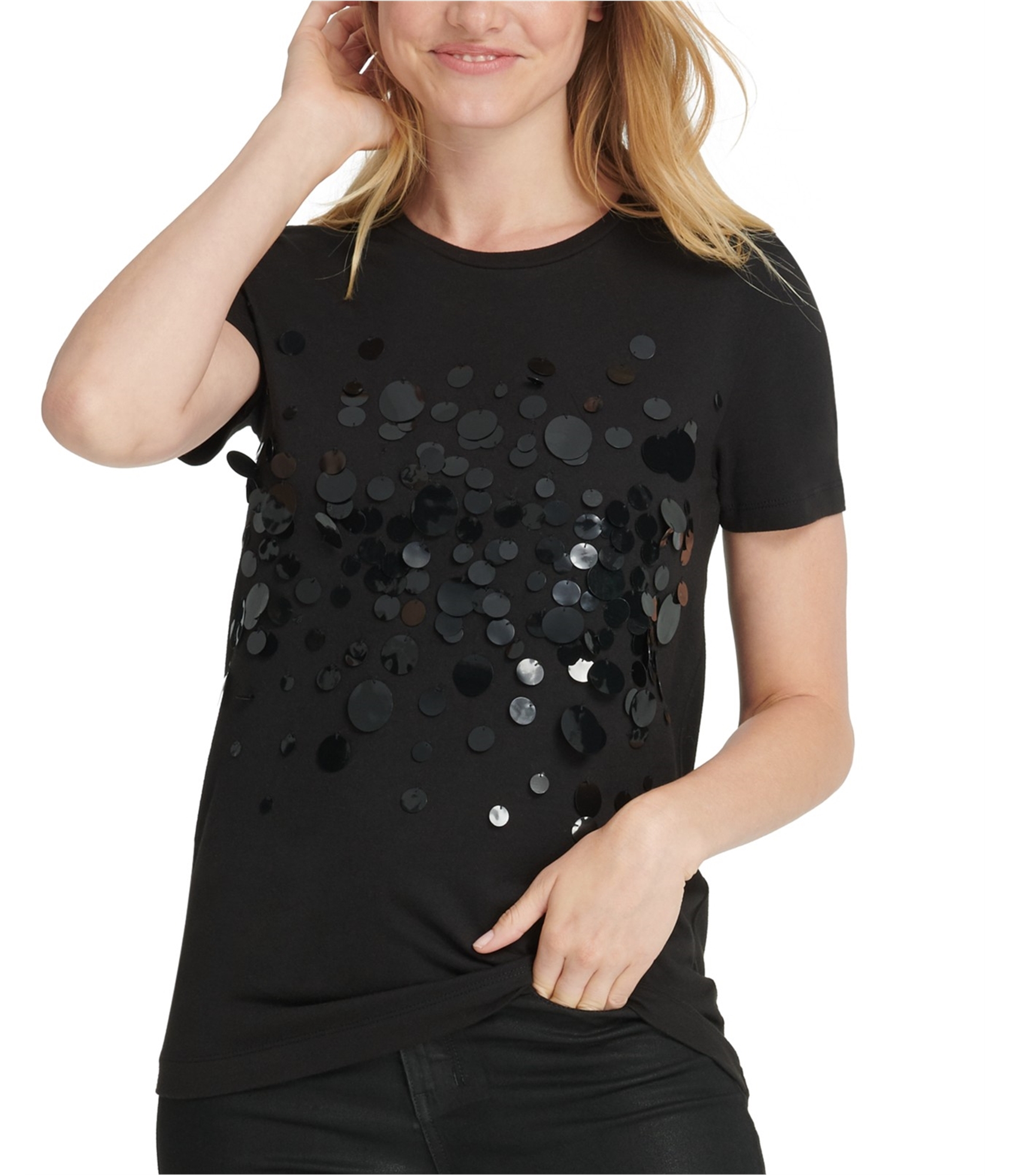Buy a Dkny Womens Sequin Embellished T-Shirt, TW5