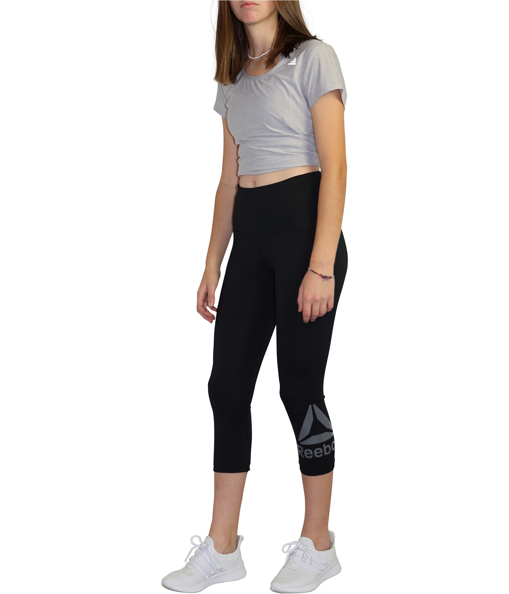 Reebok Womens Wanderlust Capri Compression Athletic Pants, Black, Small 