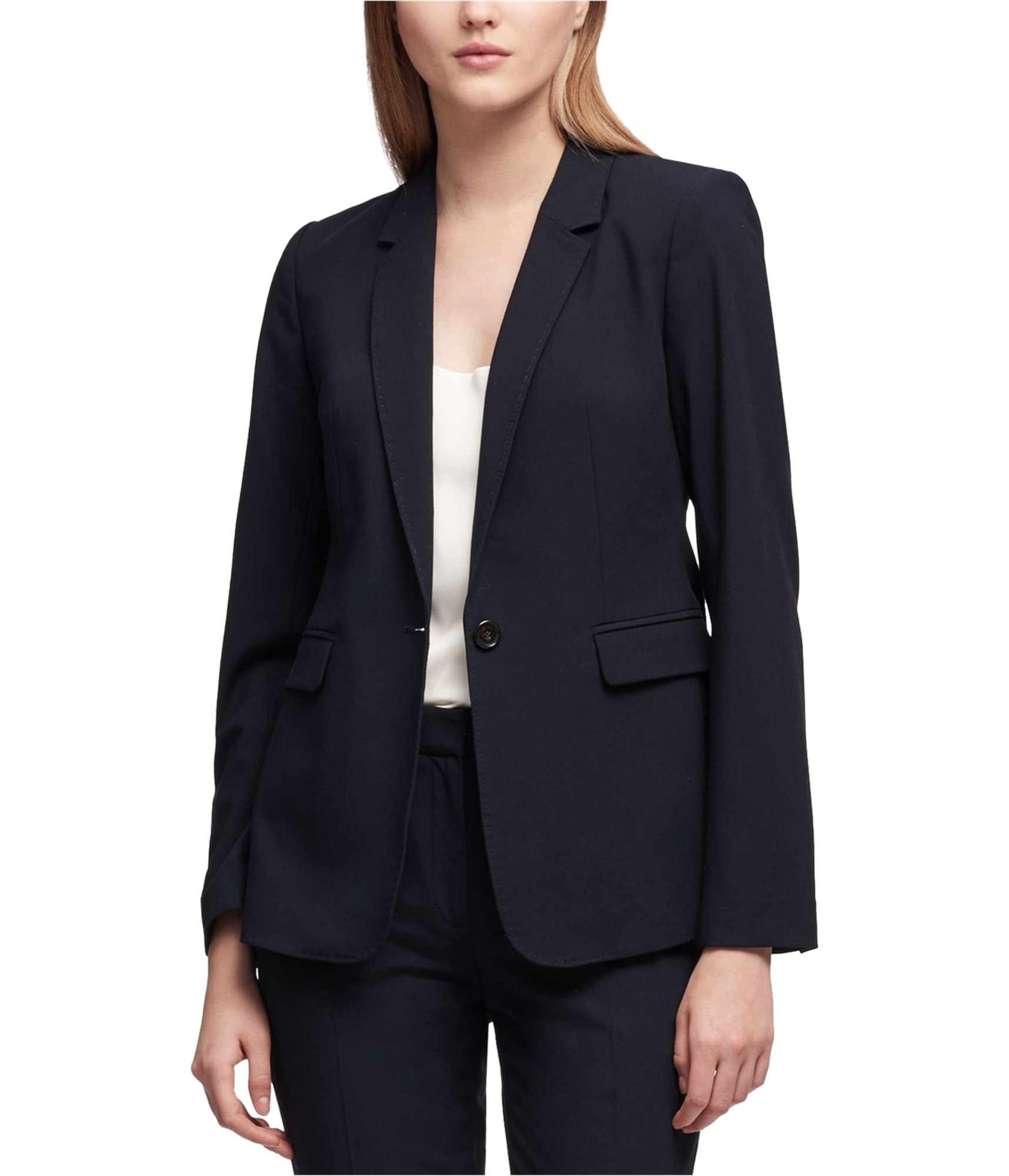 Dkny navy discount solid button coat