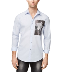 I-N-C Mens Photo Print Button Up Shirt