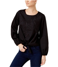 I-N-C Womens Eyelet Embroidered Knit Blouse