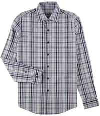 Tasso Elba Mens Geometric Plaid Button Up Shirt, TW1