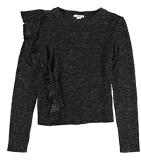 Bar Iii Womens Asymmetrical Ruffled Pullover Sweater