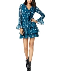 Maison Jules Womens Printed Tiered Fit & Flare Dress