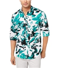 I-N-C Mens Abstract Floral Button Up Shirt, TW2