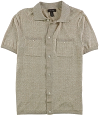 Tasso Elba Mens Knit Pocket Button Up Shirt