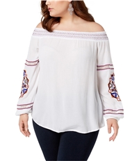 I-N-C Womens Embroidered Off The Shoulder Blouse, TW2