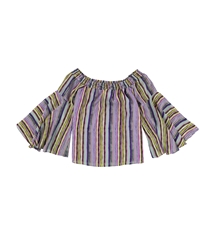 Bar Iii Womens Striped Off The Shoulder Blouse, TW1
