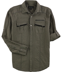 I-N-C Mens Textured Utility Button Up Shirt, TW2