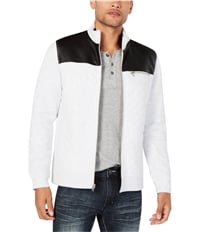 I-N-C Mens Faux Leather Quilted Jacket