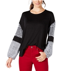 Style & Co. Womens Contrast Balloon-Sleeve Pullover Blouse