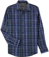 Tasso Elba Mens Plaid Button Up Shirt, TW14